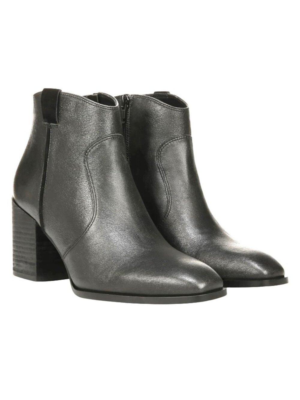 Vionic Regan Leather Water-Repellent Leather Zip Ankle Boots Womens 8 Black Squa